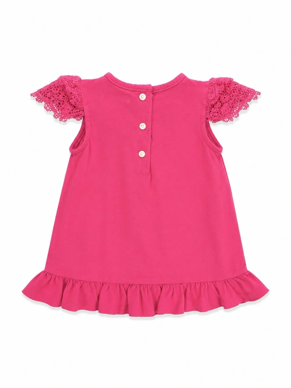 Ralph Lauren Baby Girls Pink Lace Sleeve Ruffle Dress 6M